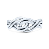 Double Infinity New Style Mittal Figure Knot Promise Oxidized Band Thumb Ring (8mm)