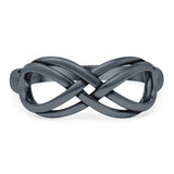 Infinity Band Oxidized Ring Solid 925 Sterling Silver (8mm)