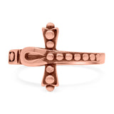 Ankh Cross Band Oxidized Ring Solid 925 Sterling Silver (14mm)