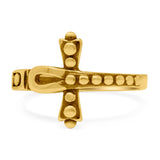 Ankh Cross Band Oxidized Ring Solid 925 Sterling Silver (14mm)