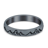 Mountains Ring Band Oxidized Round 925 Sterling Silver (3.5mm)