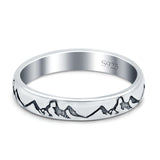 Mountains Ring Band Oxidized Round 925 Sterling Silver (3.5mm)