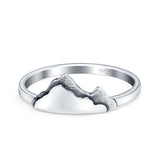 Mountains Band Ring Oxidized Solid 925 Sterling Silver (7mm)