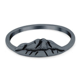 Mountains Ring Oxidized Band Solid 925 Sterling Silver Thumb Ring (6mm)