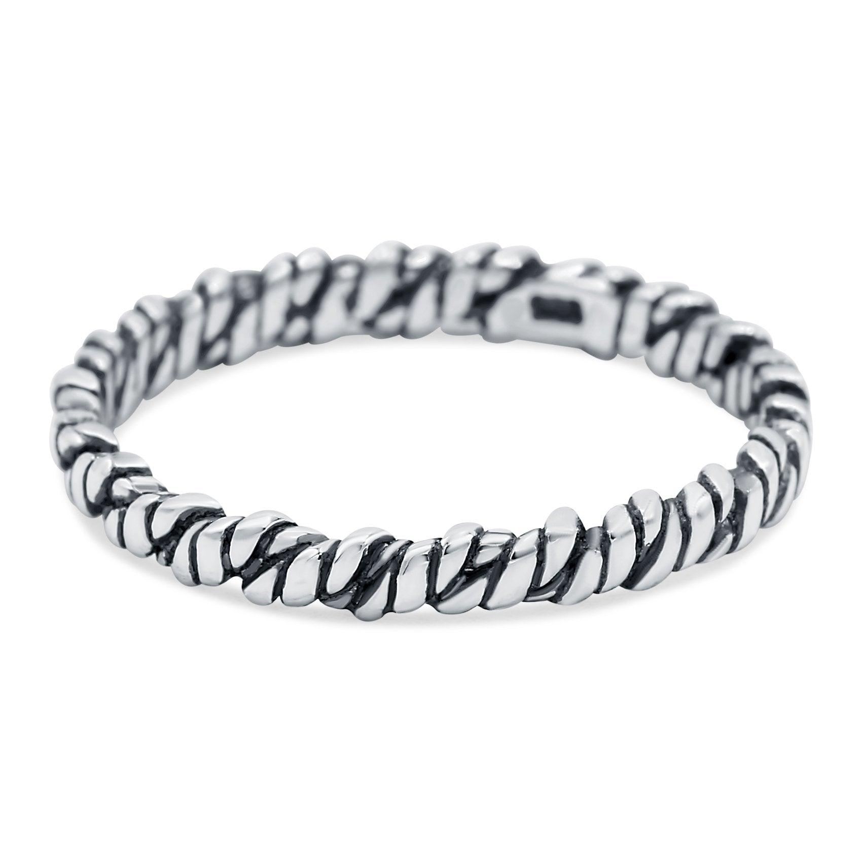 Thin Knot Ring Oxidized Band Solid 925 Sterling Silver Thumb Ring (2mm)