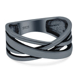 Crisscross Ring Oxidized Band Solid 925 Sterling Silver Thumb Ring (8mm)