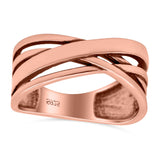 Crisscross Ring Oxidized Band Solid 925 Sterling Silver Thumb Ring (8mm)