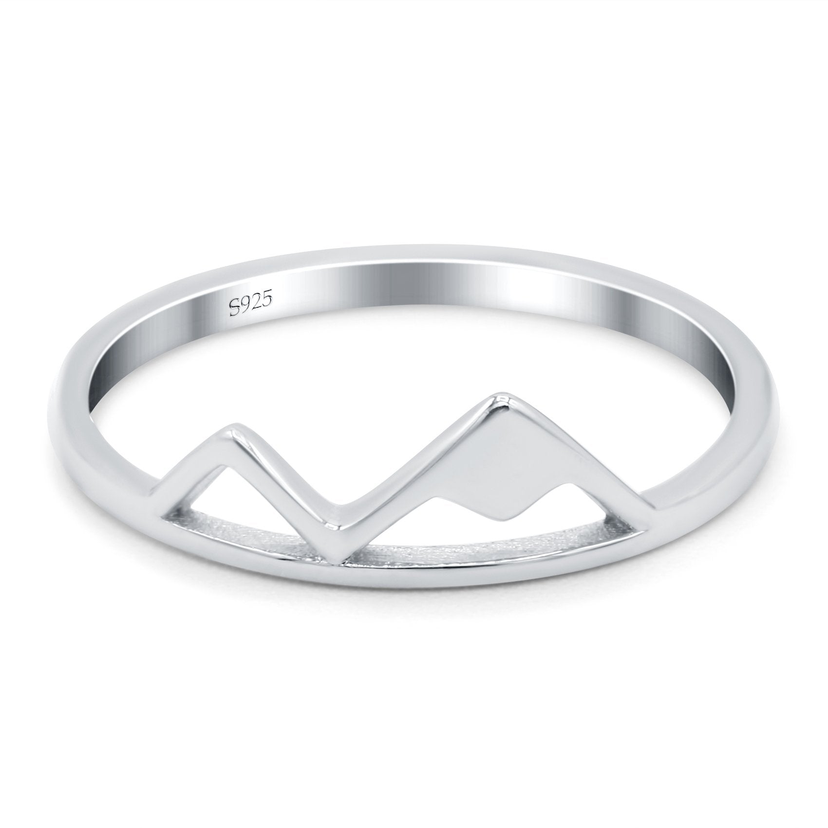 Mountains Ring Oxidized Band Solid 925 Sterling Silver (4.5mm)
