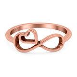 Infinity Heart Ring Oxidized Band Solid 925 Sterling Silver Thumb Ring (8mm)