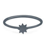 Star Ring Oxidized Band Solid 925 Sterling Silver Thumb Ring (4mm)
