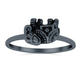 Elephant Ring Oxidized Band Solid 925 Sterling Silver Thumb Ring (7mm)