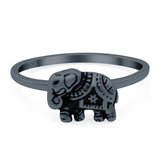 Elephant Ring Oxidized Band Solid 925 Sterling Silver Thumb Ring (7mm)