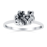 Elephant Ring Oxidized Band Solid 925 Sterling Silver Thumb Ring (7mm)