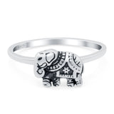 Elephant Ring Oxidized Band Solid 925 Sterling Silver Thumb Ring (7mm)