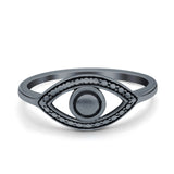 Eye Ring Oxidized Band Solid 925 Sterling Silver (8mm)