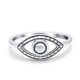 Eye Ring Oxidized Band Solid 925 Sterling Silver (8mm)