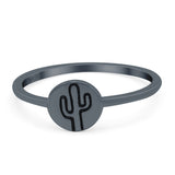 Cactus Ring Oxidized Band Solid 925 Sterling Silver Thumb Ring (7mm)