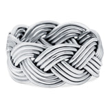 Braided Ring Oxidized Band Solid 925 Sterling Silver (10mm)