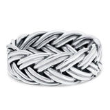 Celtic Braided Ring Oxidized Band Solid 925 Sterling Silver (8mm)