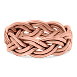 Braided Ring Celtic Oxidized Band Solid 925 Sterling Silver (6mm)