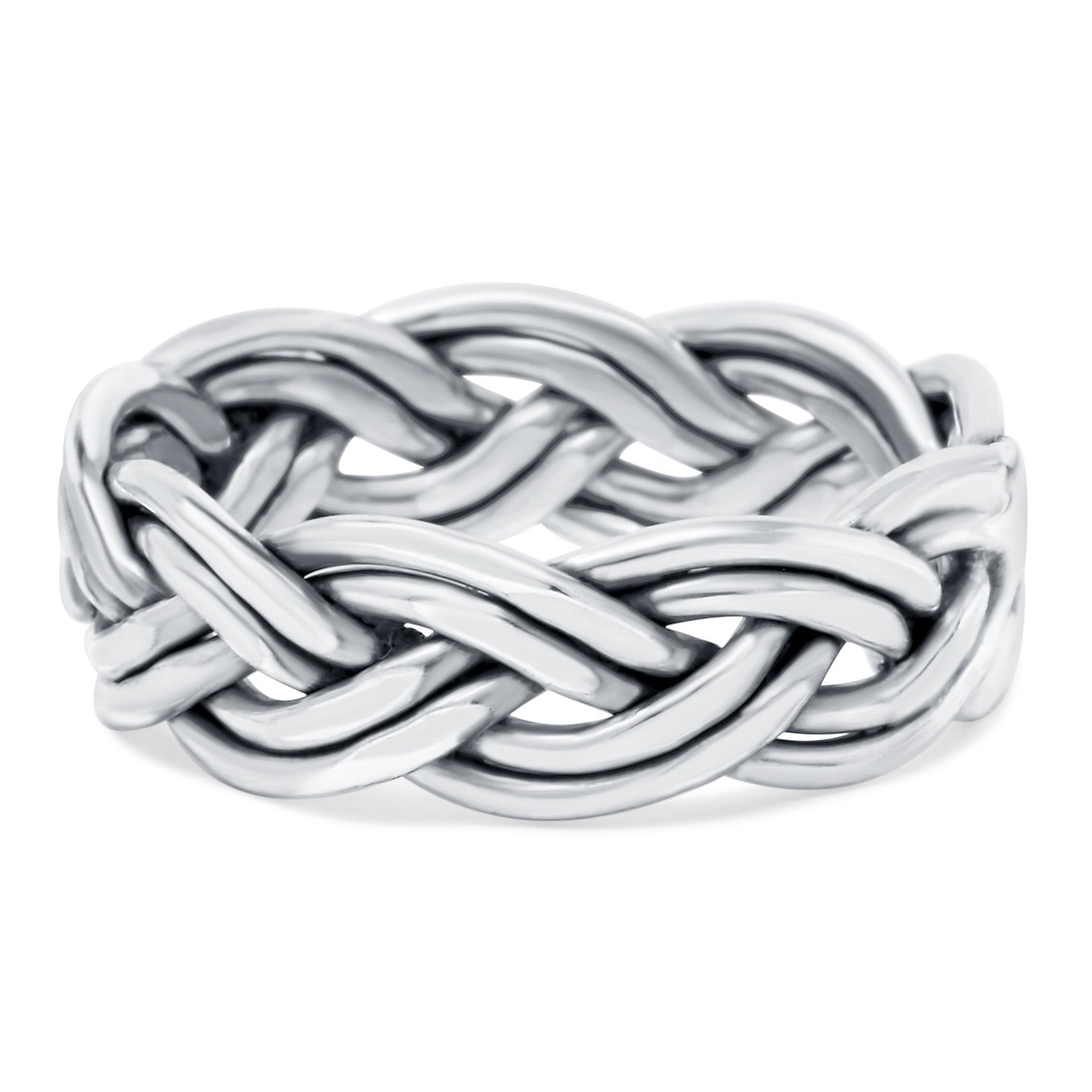 Braided Ring Celtic Oxidized Band Solid 925 Sterling Silver (6mm)