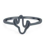 Cactus Ring Oxidized Band Solid 925 Sterling Silver Thumb Ring (9mm)
