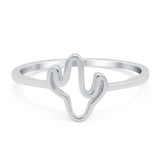 Cactus Ring Oxidized Band Solid 925 Sterling Silver Thumb Ring (9mm)