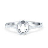 Round Smiley Face Band Thumb Plain Ring 925 Sterling Silver