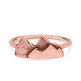 Minimalist Trendy Petite Dainty Snow Mountains Fashion Band Ring Solid 925 Sterling Silver Thumb Ring