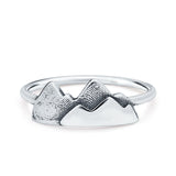 Minimalist Trendy Petite Dainty Snow Mountains Fashion Band Ring Solid 925 Sterling Silver Thumb Ring
