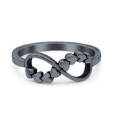 Infinity Hearts Band Oxidized Ring Solid 925 Sterling Silver