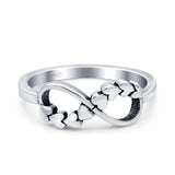 Infinity Hearts Band Oxidized Ring Solid 925 Sterling Silver