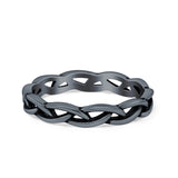 Infinity Band Oxidized Ring Solid Round 925 Sterling Silver