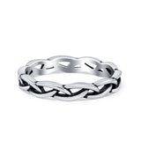 Infinity Band Oxidized Ring Solid Round 925 Sterling Silver