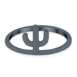Cactus Ring Oxidized Band Solid 925 Sterling Silver Thumb Ring (10mm)