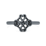 Infinity Adorned Hearts Filigree Knot Unique Design Oxidized Band Solid 925 Sterling Silver Thumb Ring Swirl (9mm)