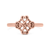 Infinity Adorned Hearts Filigree Knot Unique Design Oxidized Band Solid 925 Sterling Silver Thumb Ring Swirl (9mm)