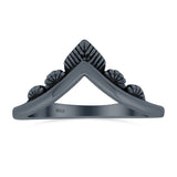 V Shaped Ring Oxidized Band Solid 925 Sterling Silver Thumb Ring (8mm)