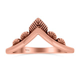 V Shaped Ring Oxidized Band Solid 925 Sterling Silver Thumb Ring (8mm)