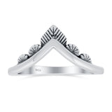 V Shaped Ring Oxidized Band Solid 925 Sterling Silver Thumb Ring (8mm)