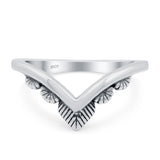 V Shaped Ring Oxidized Band Solid 925 Sterling Silver Thumb Ring (8mm)