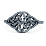 Triquetra Dainty Celtic Double Knot Weave Braided Oxidized Band Thumb Ring (10mm)