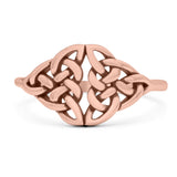 Triquetra Dainty Celtic Double Knot Weave Braided Oxidized Band Thumb Ring (10mm)