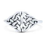 Triquetra Dainty Celtic Double Knot Weave Braided Oxidized Band Thumb Ring (10mm)
