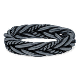 Celtic Rope Braid Ring Oxidized Band Solid 925 Sterling Silver (4mm)