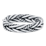 Celtic Rope Braid Ring Oxidized Band Solid 925 Sterling Silver (4mm)