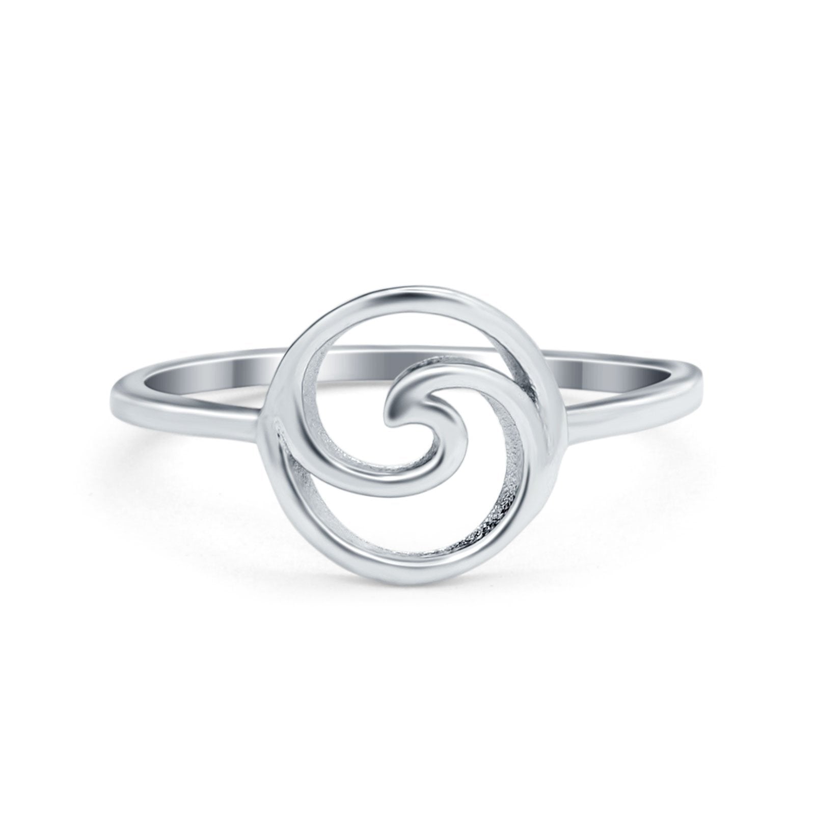 Round Wave Band Plain Ring Solid 925 Sterling Silver