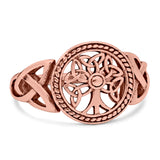 Celtic Tree of Life Signet Band Oxidized Ring Solid 925 Sterling Silver (12mm)