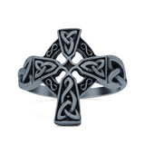 Vintage Triquetra Celtic Cross Traditional Infinity Knot Fashionable Oxidized Ring Band Thumb Ring (17mm)