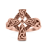 Vintage Triquetra Celtic Cross Traditional Infinity Knot Fashionable Oxidized Ring Band Thumb Ring (17mm)